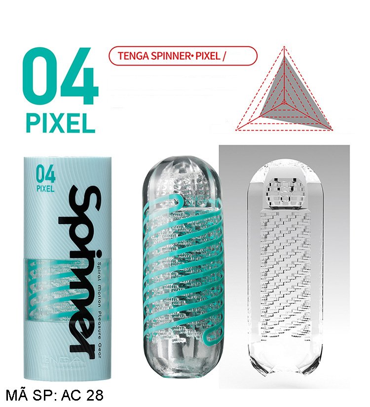 Cốc thủ dâm Tenga Spinner 04 PIXEL ruột xoắn massage dương vật tinh tế