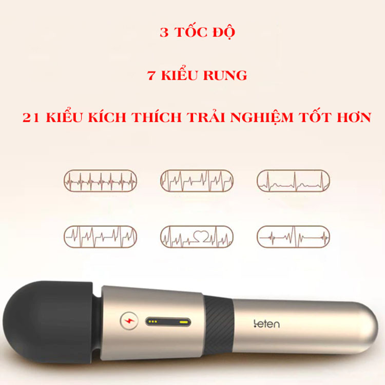 Đầu chày rung silicone mềm Leten Lightning 3