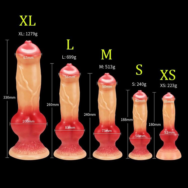 Dương vật giả cu chó có 5 size cho anh em lựa chọn