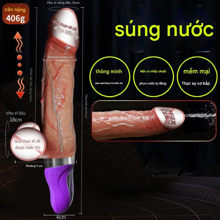 Dương vật silicon siêu mềm rung thụt bắn tinh như thật Jiuai cao cấp
