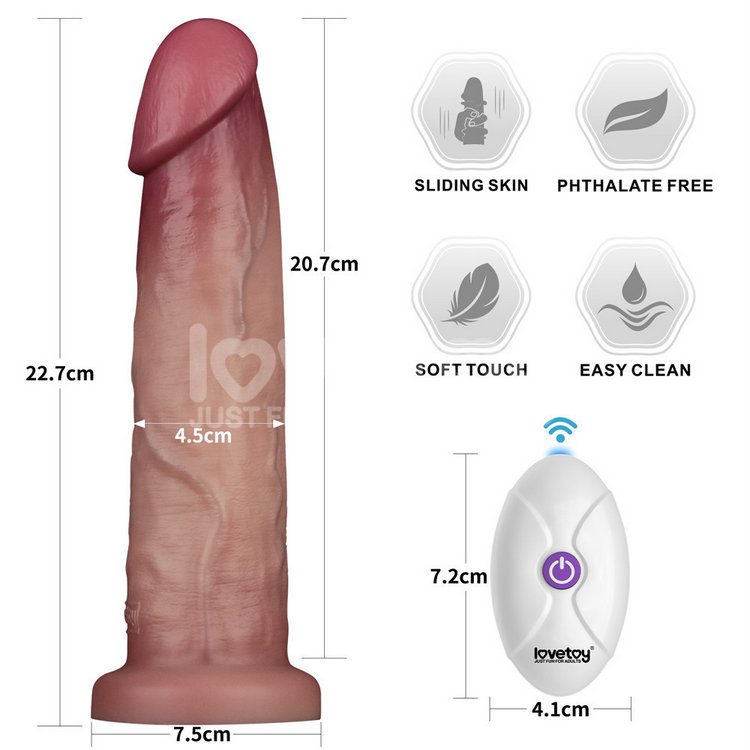 Dương vật giả trượt da Lovetoy Pro II điều khiển từ xa 10 chế độ rung