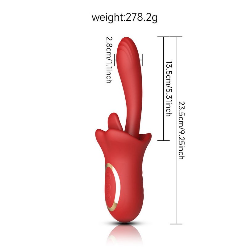 kích thước lưỡi liếm kép silicon dài 23.5cm thiết kế công thái học