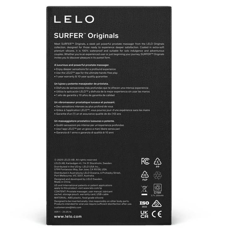 Máy massage hậu môn Lelo Surfer Originals