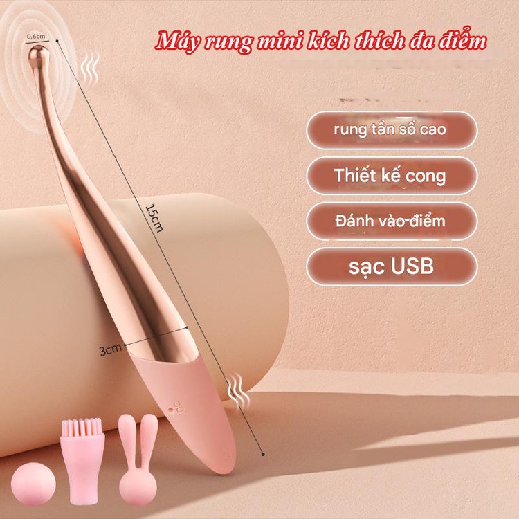 Máy rung mini kích thích đa điểm JIUUY kèm 3 đầu phụ