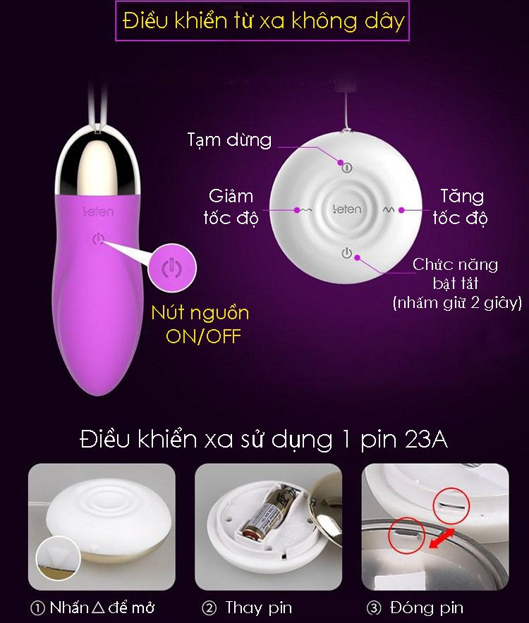 Trứng rung gai nhám Leten 7 tần số rung 3 cường độ kích thích điểm G