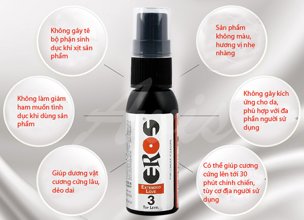 Xịt chống xuất tinh sớm Eros Top Level không màu, mùi nhẹ.